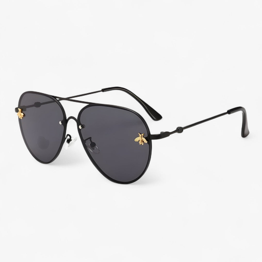 Vintage pilot sunglasses with bee detail – Halcyon-Black-The Livary