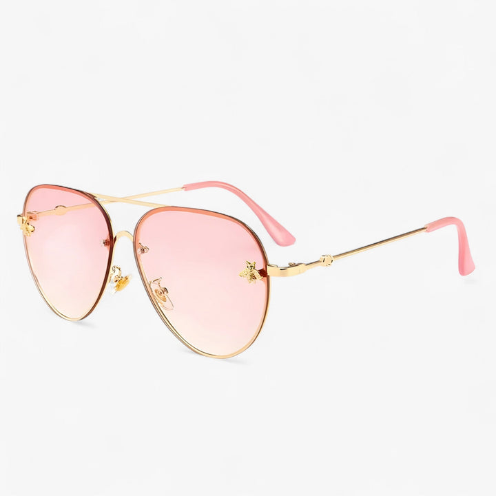 Vintage pilot sunglasses with bee detail – Halcyon-Rose gold-The Livary