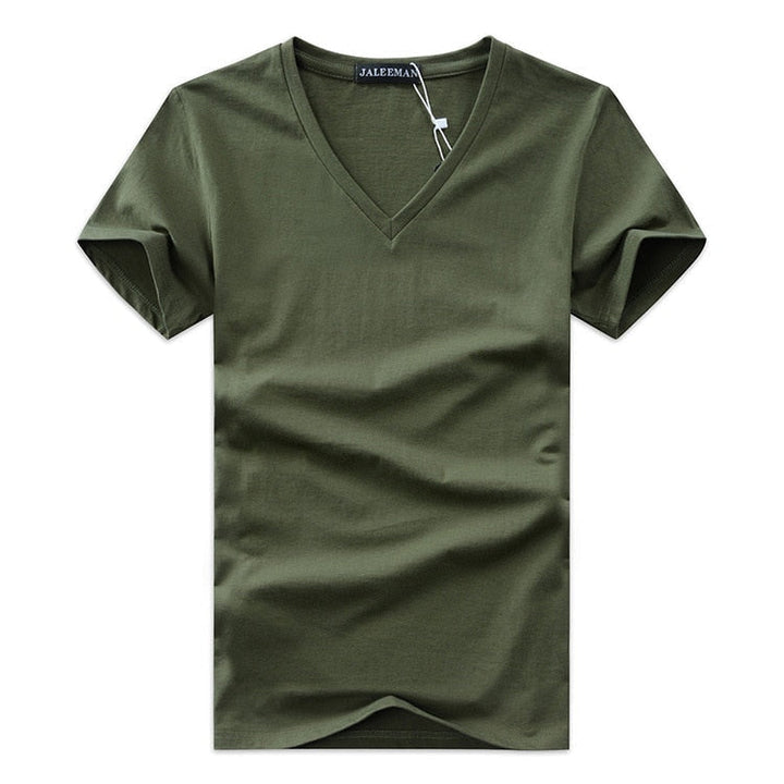 Slim Fit V-Neck T-Shirt for Men 1+1 FREE – Comfortable & Suitable for Everyday Use – Jonas-Army green-S-The Livary