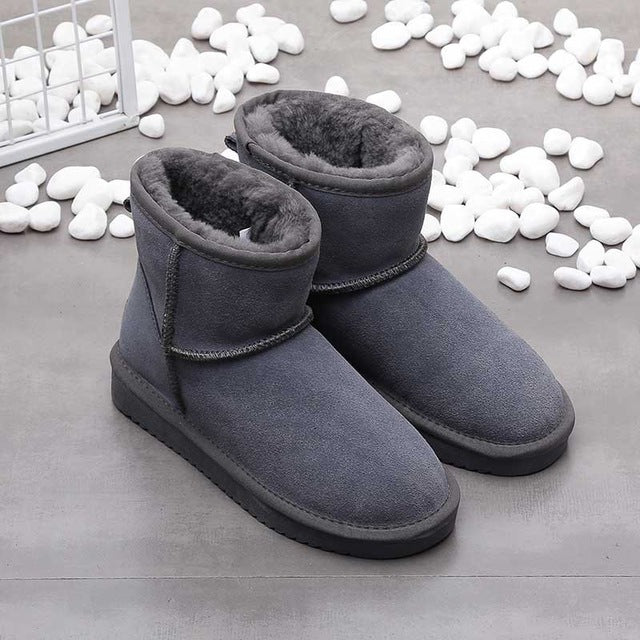 Single High Leather Women's Snow Boots - Nora-Grey-2.5-The Livary