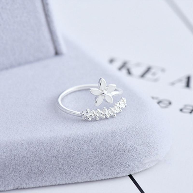 Adjustable Silver Ring with Enamel Wildflowers - Amaril-The Livary