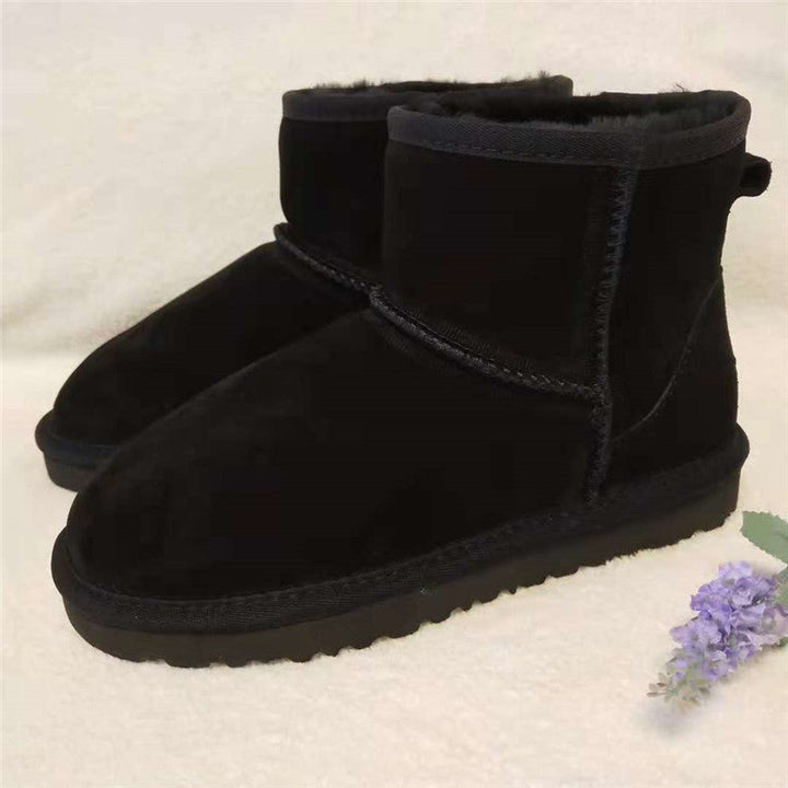 Single High Leather Women's Snow Boots - Nora-Black-2.5-The Livary