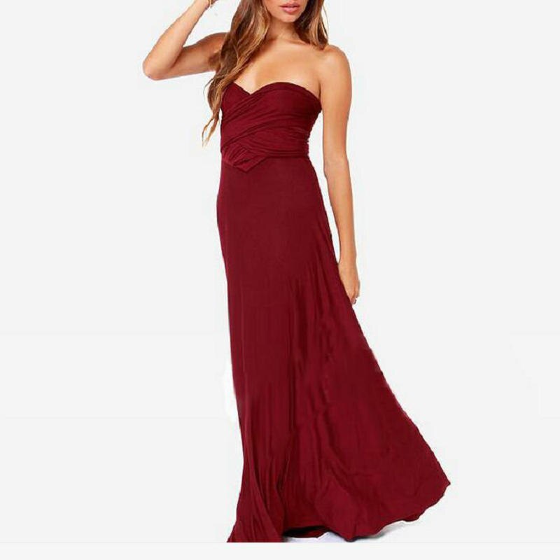 Long Dress with Multiple Styles for Different Looks - Eva-Bordeaux red-S-The Livary
