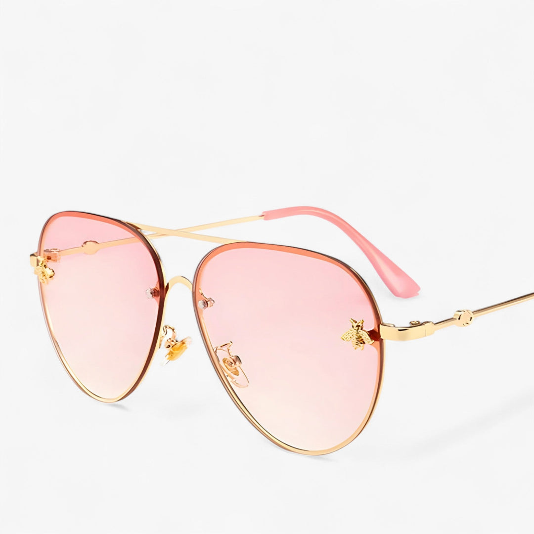 Vintage pilot sunglasses with bee detail – Halcyon-Gold Silver-The Livary