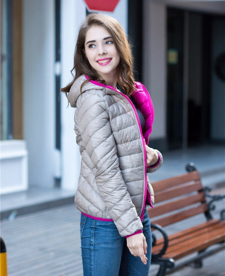 Stylish Reversible Women's Down Jacket - Aurora-Blue-S-The Livary