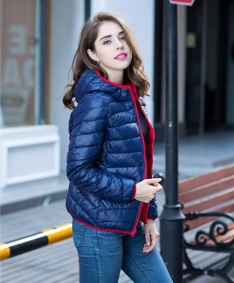 Stylish Reversible Women's Down Jacket - Aurora-Blue-S-The Livary