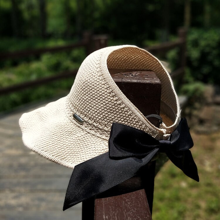 Trendy summer straw hat with opening for ponytail | Buy 1, get 1 free - SonnenSchwung-Beige-The Livary