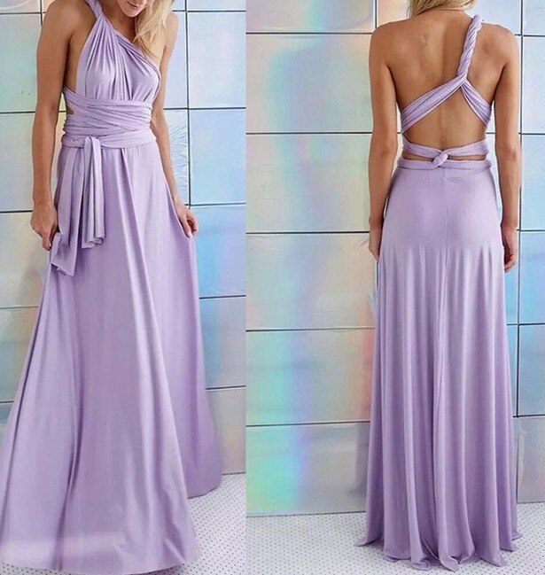 Long Dress with Multiple Styles for Different Looks - Eva-Purple-S-The Livary