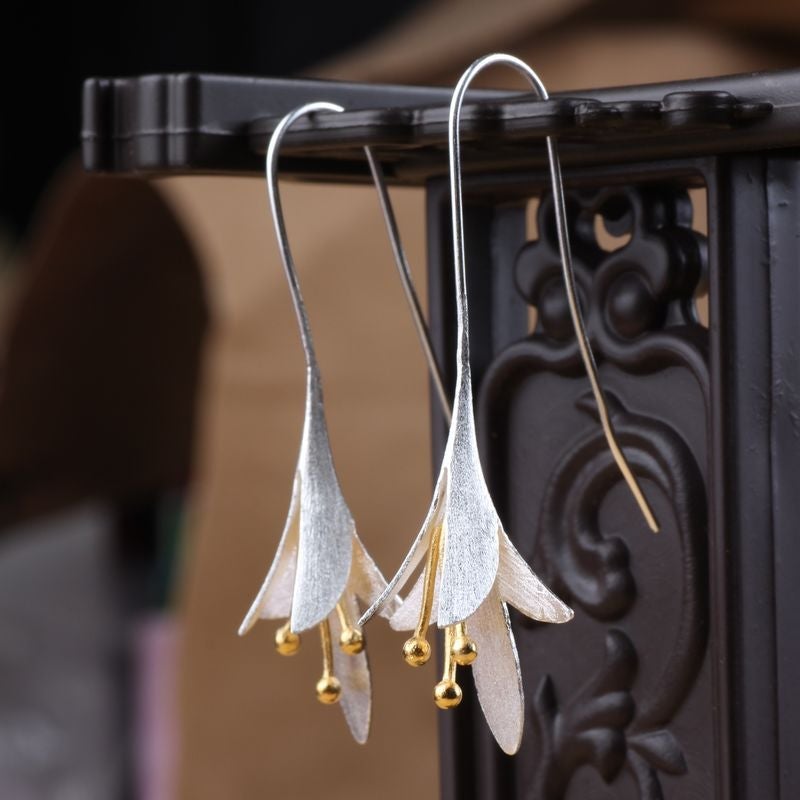 Silver Flower Earrings - Arlena-The Livary