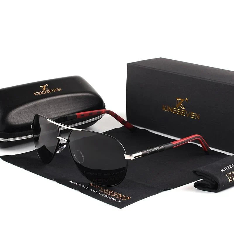 Stylish men's sunglasses with UV400 protection – Lennart-Silver-Black-The Livary