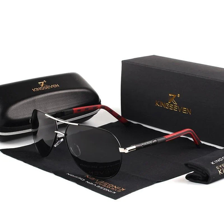 Stylish men's sunglasses with UV400 protection – Lennart-Silver-Black-The Livary