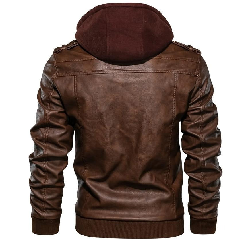 Men's Faux Leather Biker Jacket – Dane-Brown-S-The Livary