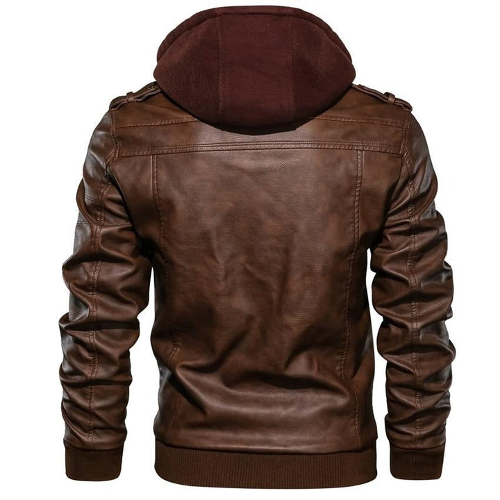 Men's Faux Leather Biker Jacket – Dane-Brown-S-The Livary