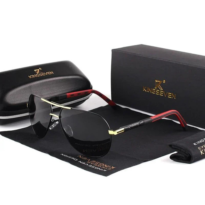 Stylish men's sunglasses with UV400 protection – Lennart-Gold-Black-The Livary
