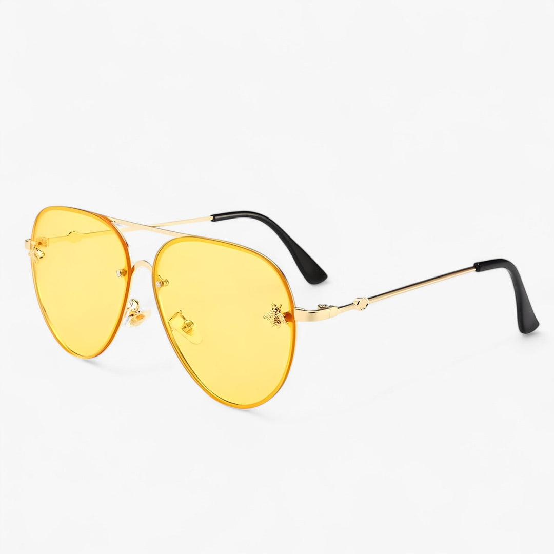 Vintage pilot sunglasses with bee detail – Halcyon-Yellow Gold-The Livary