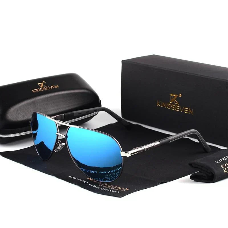 Stylish men's sunglasses with UV400 protection – Lennart-Gray-Blue-The Livary