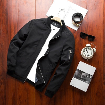 Light & trendy men's bomber jacket with zipper – Jaron-Black-M-The Livary