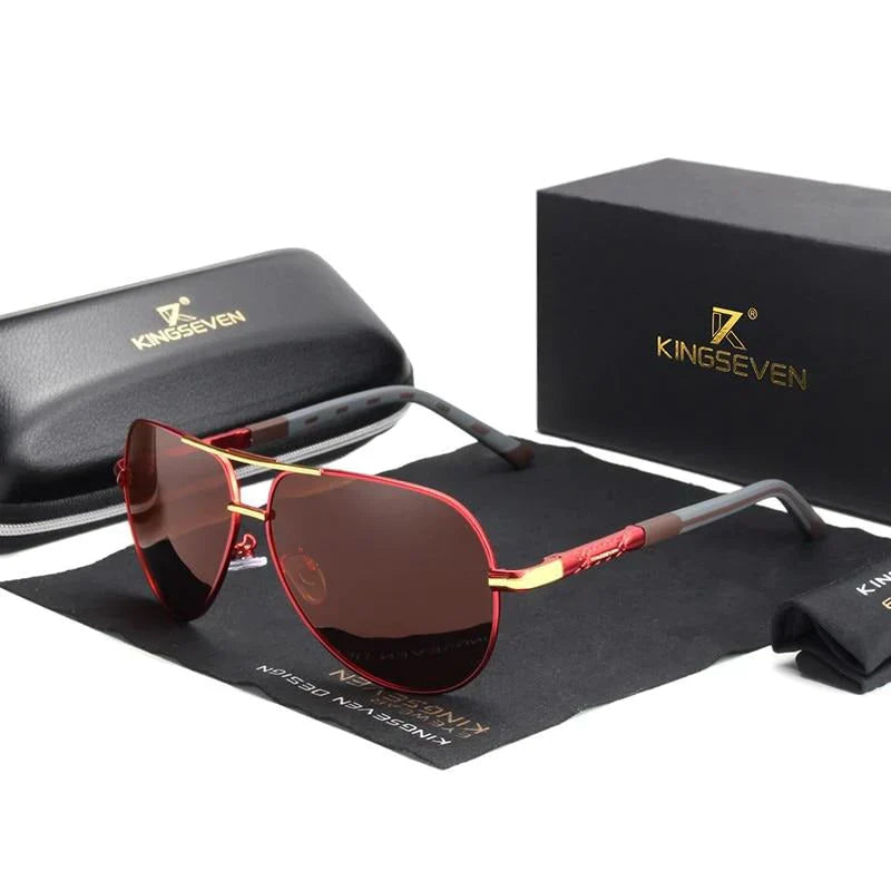 Stylish men's sunglasses with UV400 protection – Lennart-Red-Brown-The Livary