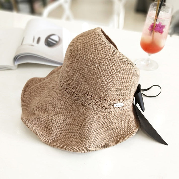 Trendy summer straw hat with opening for ponytail | Buy 1, get 1 free - SonnenSchwung-Khaki-The Livary