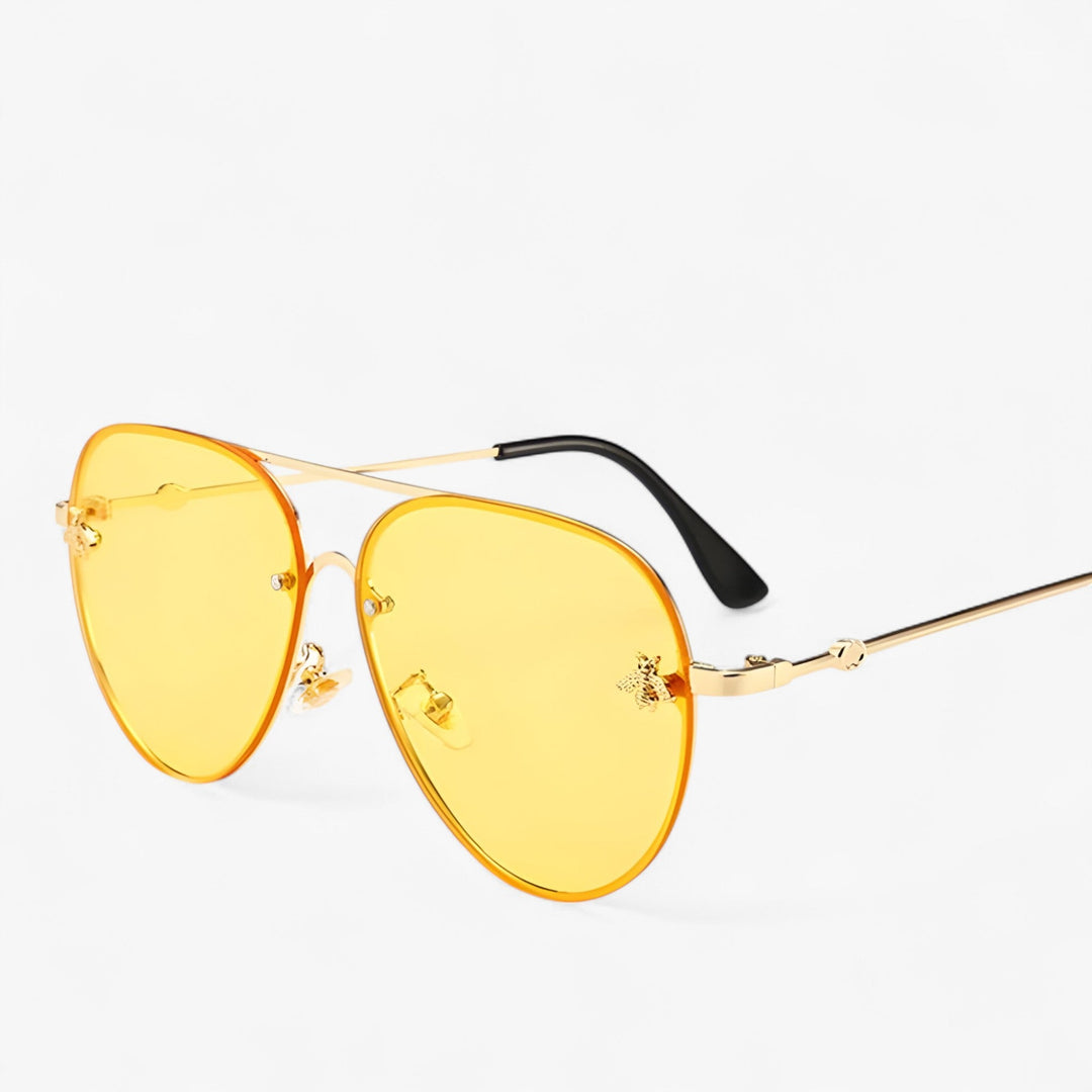 Vintage pilot sunglasses with bee detail – Halcyon-Gold Silver-The Livary