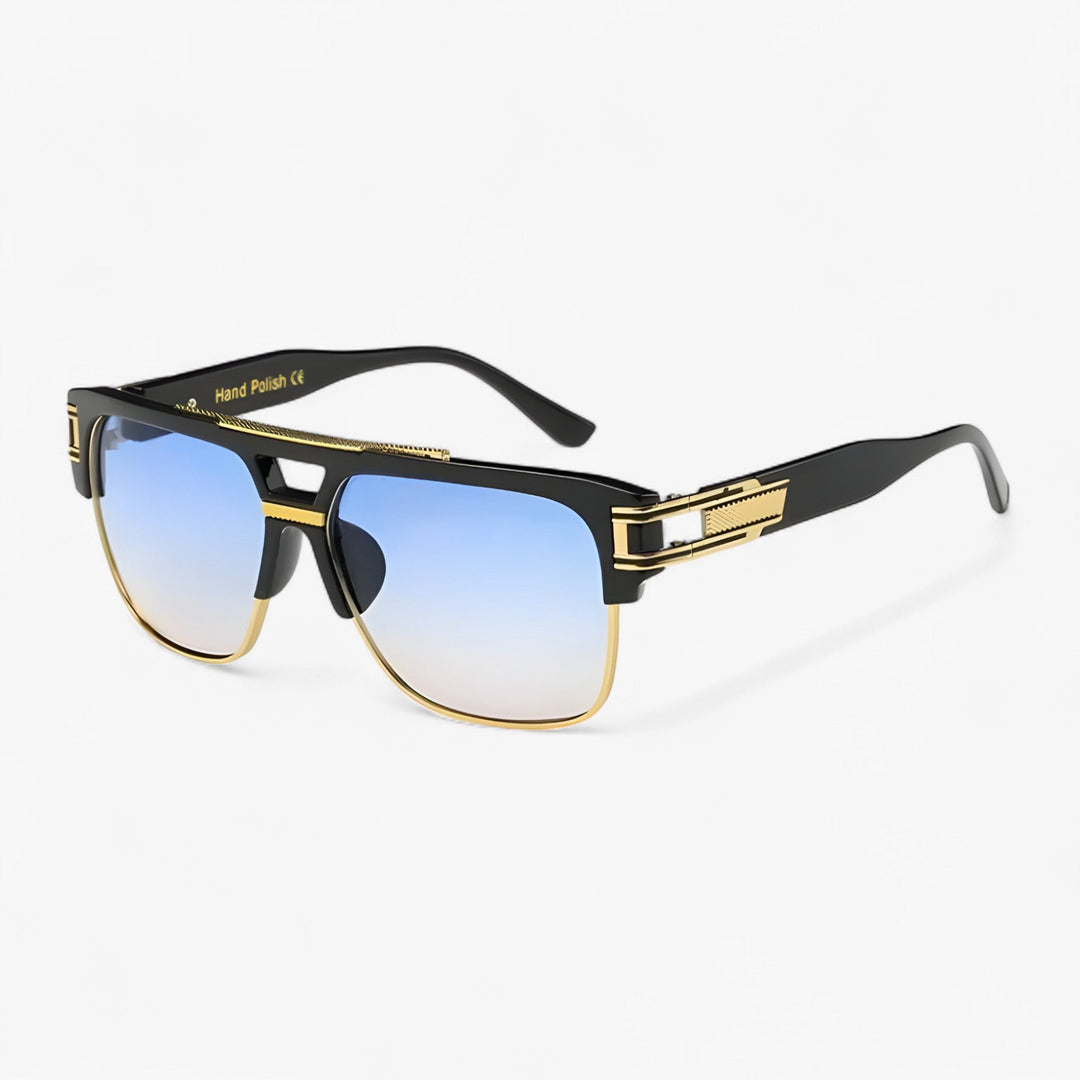 Classic Unisex Mirror Sunglasses – Lynor-Black Light Blue-The Livary