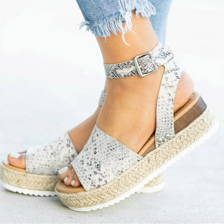 Trendy women's high heel sandals with zipper – Leona-Snake Print-3-The Livary