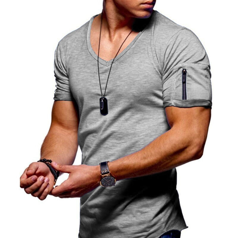 Men's V-neck Sports Shirt – Milan-Light grey-S-The Livary