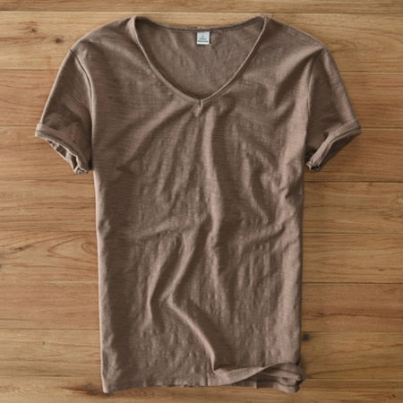 Men's V-Neck Linen Shirt – Luca-White-M-The Livary