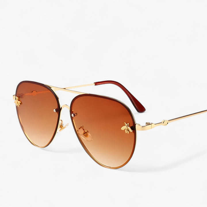 Vintage pilot sunglasses with bee detail – Halcyon-Gold Brown-The Livary