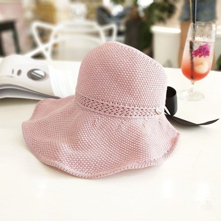 Trendy summer straw hat with opening for ponytail | Buy 1, get 1 free - SonnenSchwung-Pink-The Livary