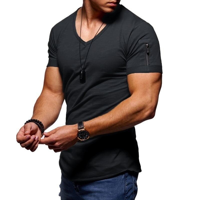 Men's V-neck Sports Shirt – Milan-Black-S-The Livary