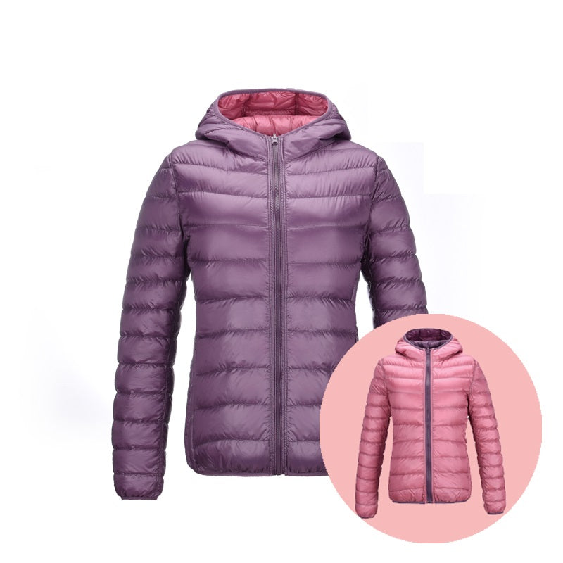 Stylish Reversible Women's Down Jacket - Aurora-Lila/Pink-S-The Livary