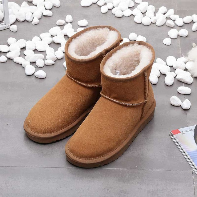 Single High Leather Women's Snow Boots - Nora-Khaki-2.5-The Livary