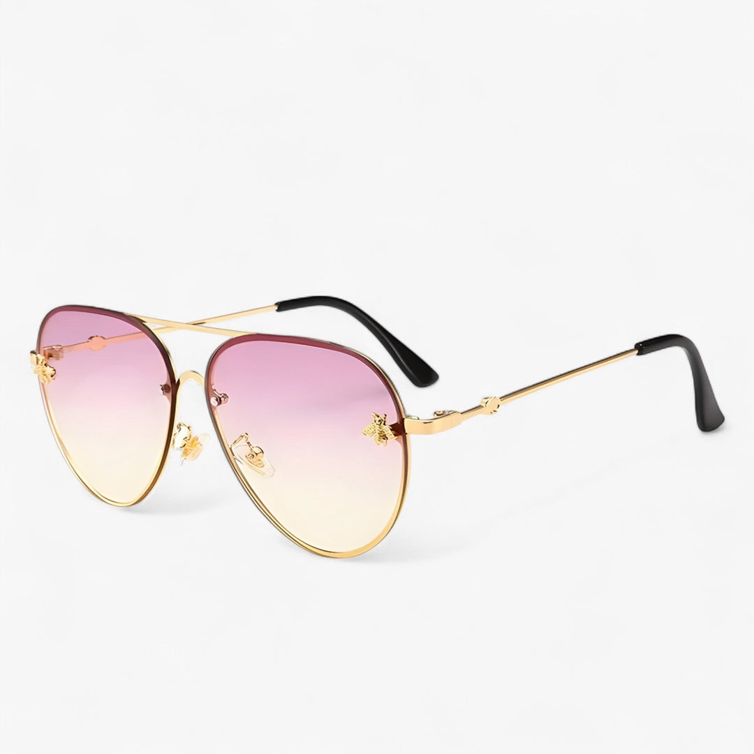 Vintage pilot sunglasses with bee detail – Halcyon-Gold Silver-The Livary