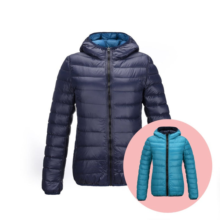 Stylish Reversible Women's Down Jacket - Aurora-Blue-S-The Livary