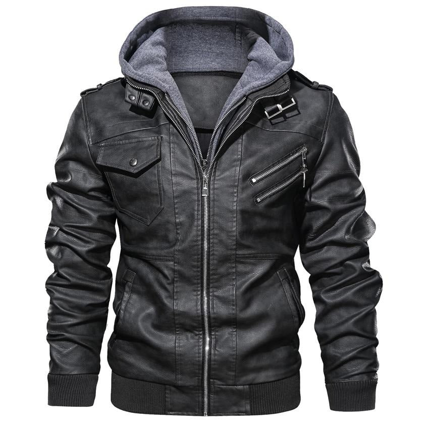 Men's Faux Leather Biker Jacket – Dane-Black-S-The Livary