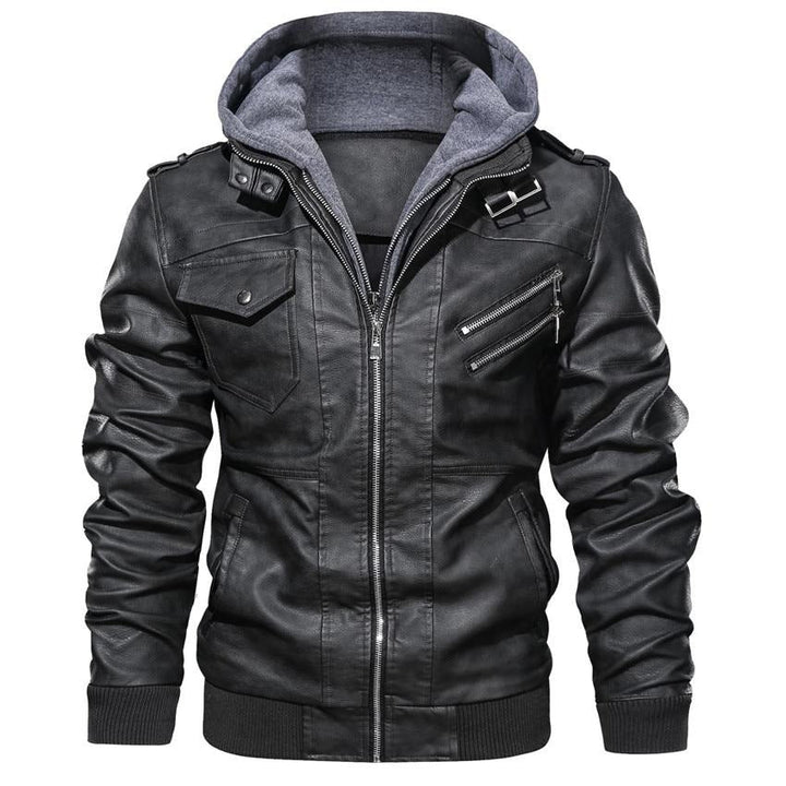 Men's Faux Leather Biker Jacket – Dane-Black-S-The Livary