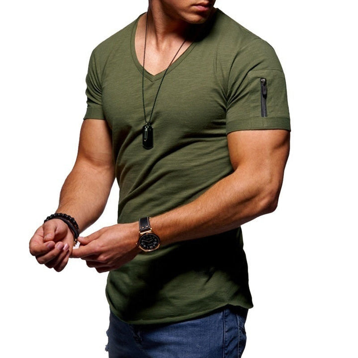 Men's V-neck Sports Shirt – Milan-Olive green-S-The Livary