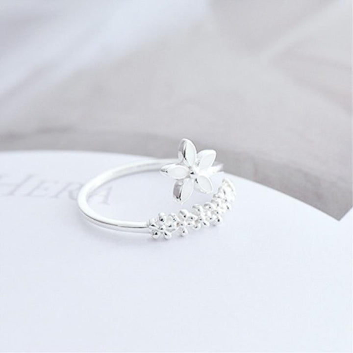 Adjustable Silver Ring with Enamel Wildflowers - Amaril-The Livary