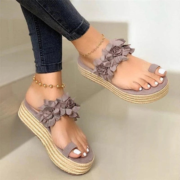Comfortable women's orthopedic summer shoes with floral pattern – Linora-Grey-3-The Livary