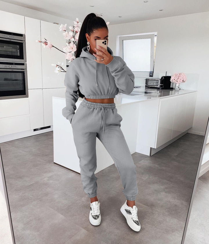 Casual Soft Jogging Set - Ella-Grey-S-The Livary