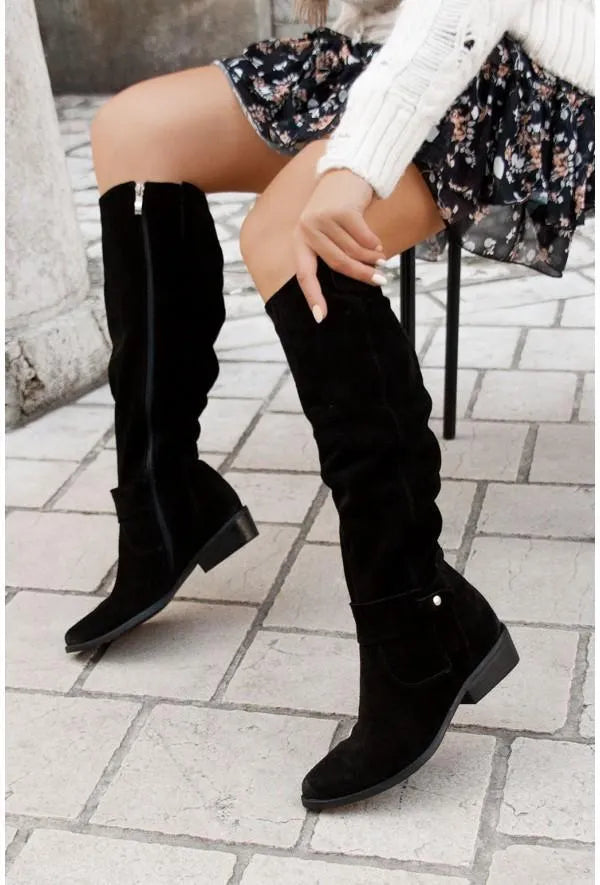 Stylish Knee-High Winter Boots for Women - Frost-Black-2.5-The Livary