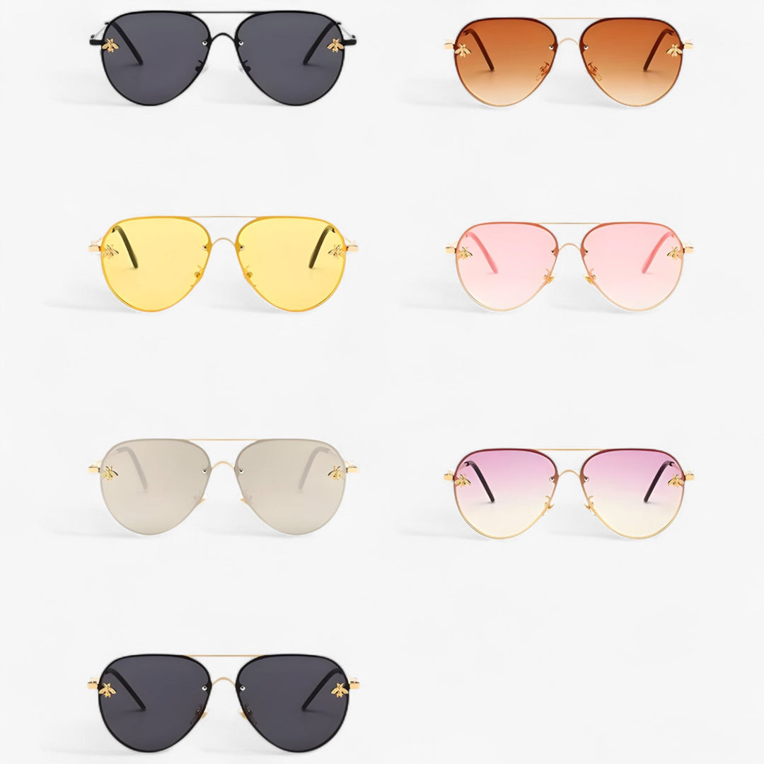 Vintage pilot sunglasses with bee detail – Halcyon-Gold Silver-The Livary