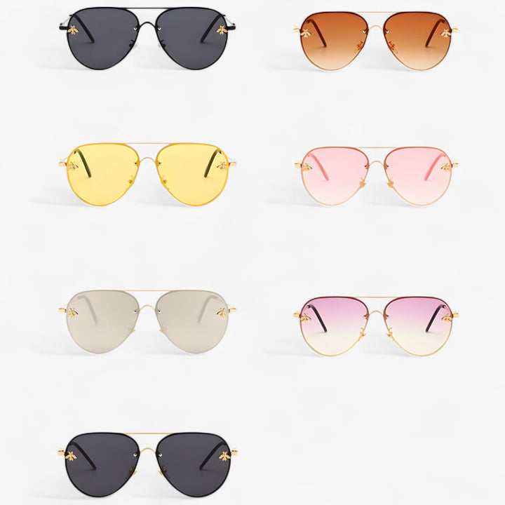Vintage pilot sunglasses with bee detail – Halcyon-Gold Silver-The Livary