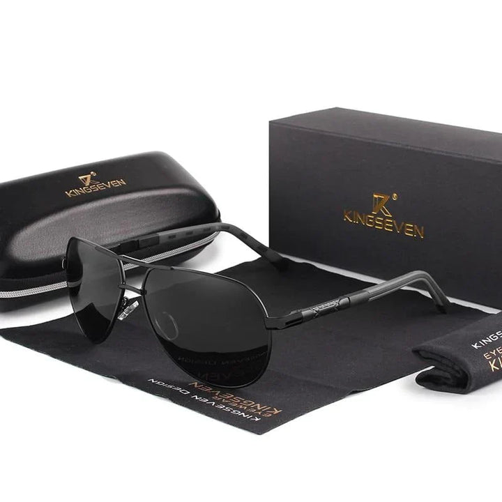 Stylish men's sunglasses with UV400 protection – Lennart-Gold-Black-The Livary