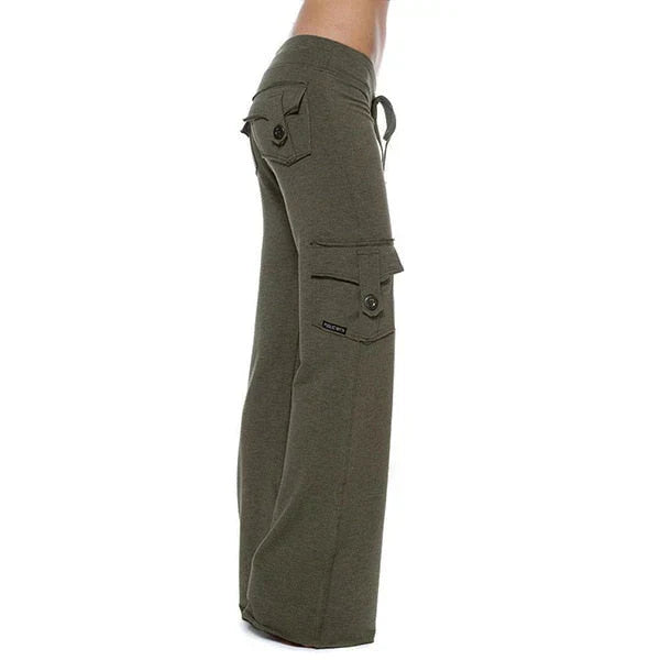 Ladies Bootcut Cargo Pants with Pockets – Isabella-Green-S-The Livary