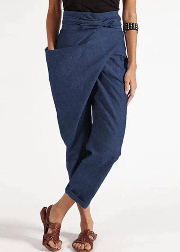 Trendy women's harem trousers with a high waist – Romy-Blue-S-The Livary