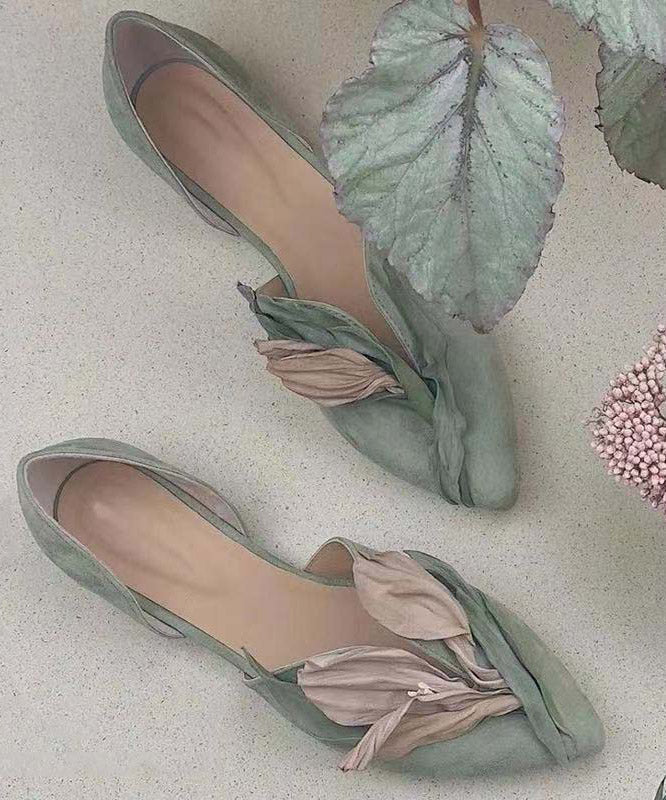 Handcrafted lace ballerinas with rose blossoms – Odette-Green-3-The Livary