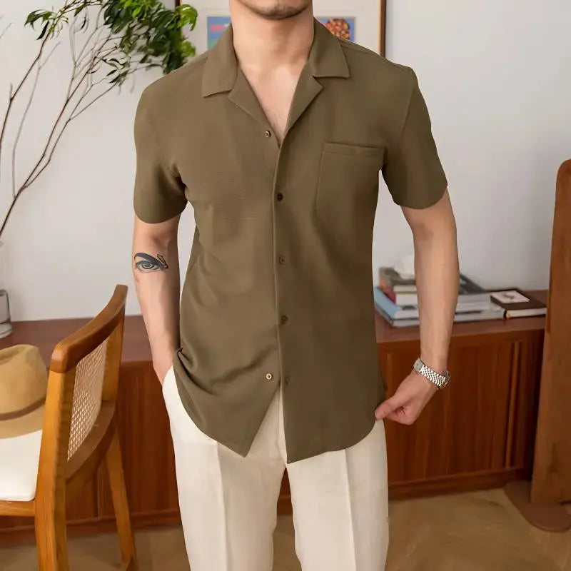Basic Men's Shirt – Nolan-Khaki-S-The Livary