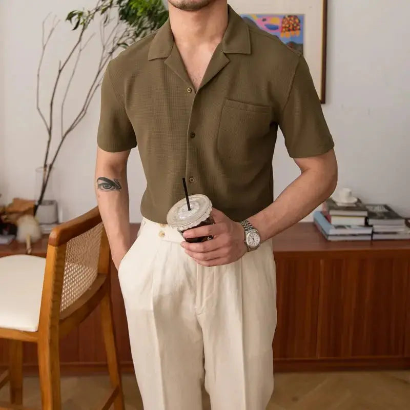 Basic Men's Shirt – Nolan-Khaki-S-The Livary